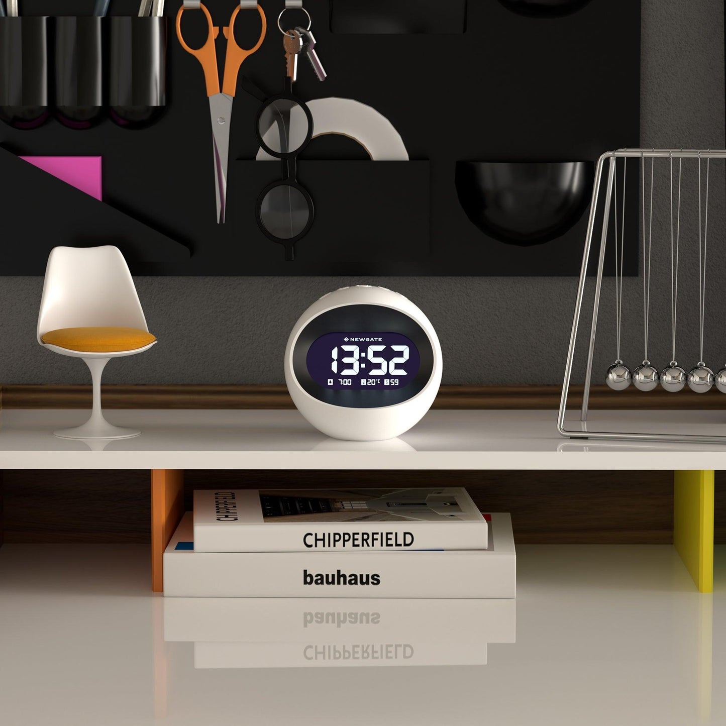 Newgate Centre Of The Earth Lcd Alarm Clock White*-Newgate-Mood