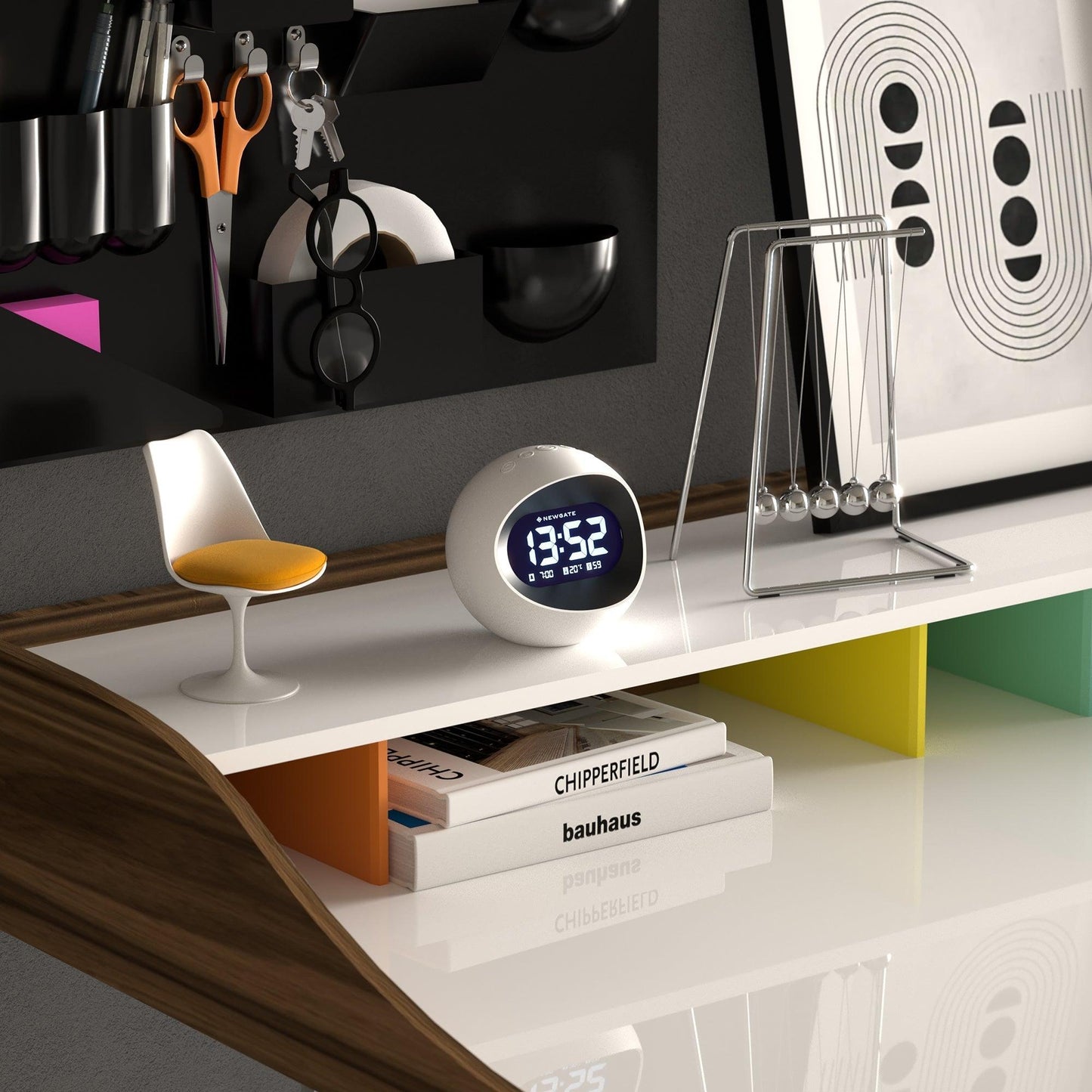 Newgate Centre Of The Earth Lcd Alarm Clock White*-Newgate-Mood