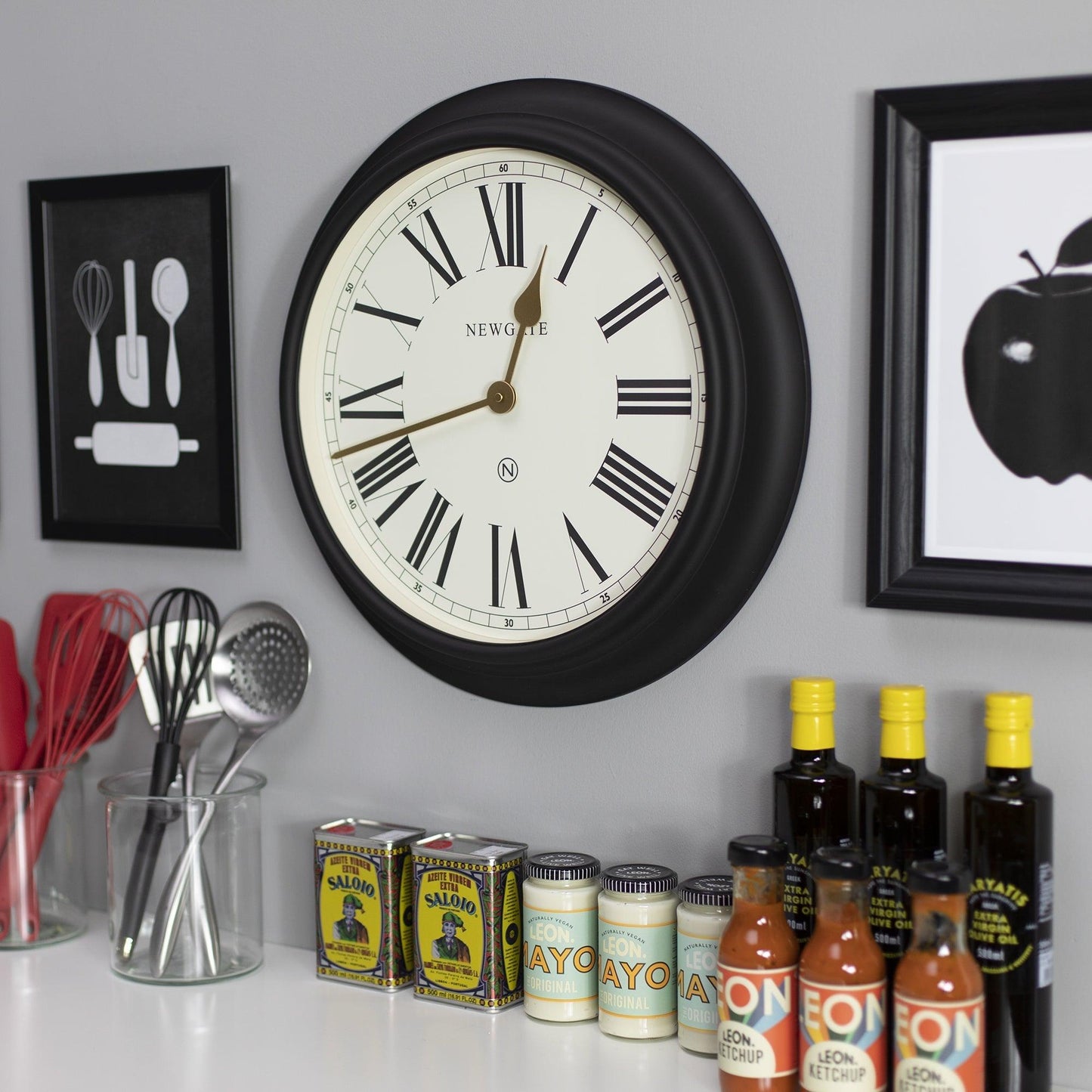 Newgate Chocolate Shop Wall Clock Silicone Cave Black & Cream-Newgate-Mood