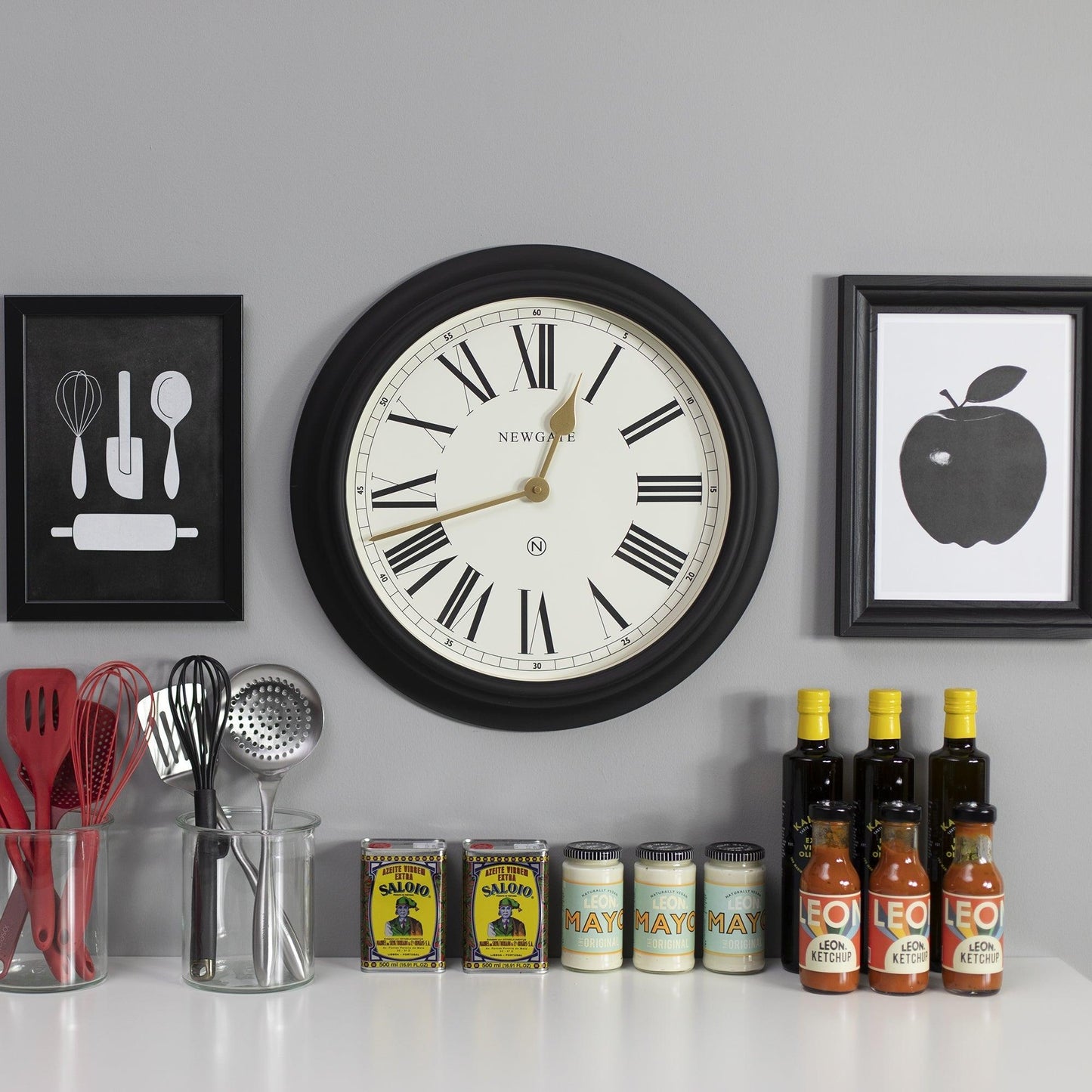 Newgate Chocolate Shop Wall Clock Silicone Cave Black & Cream-Newgate-Mood