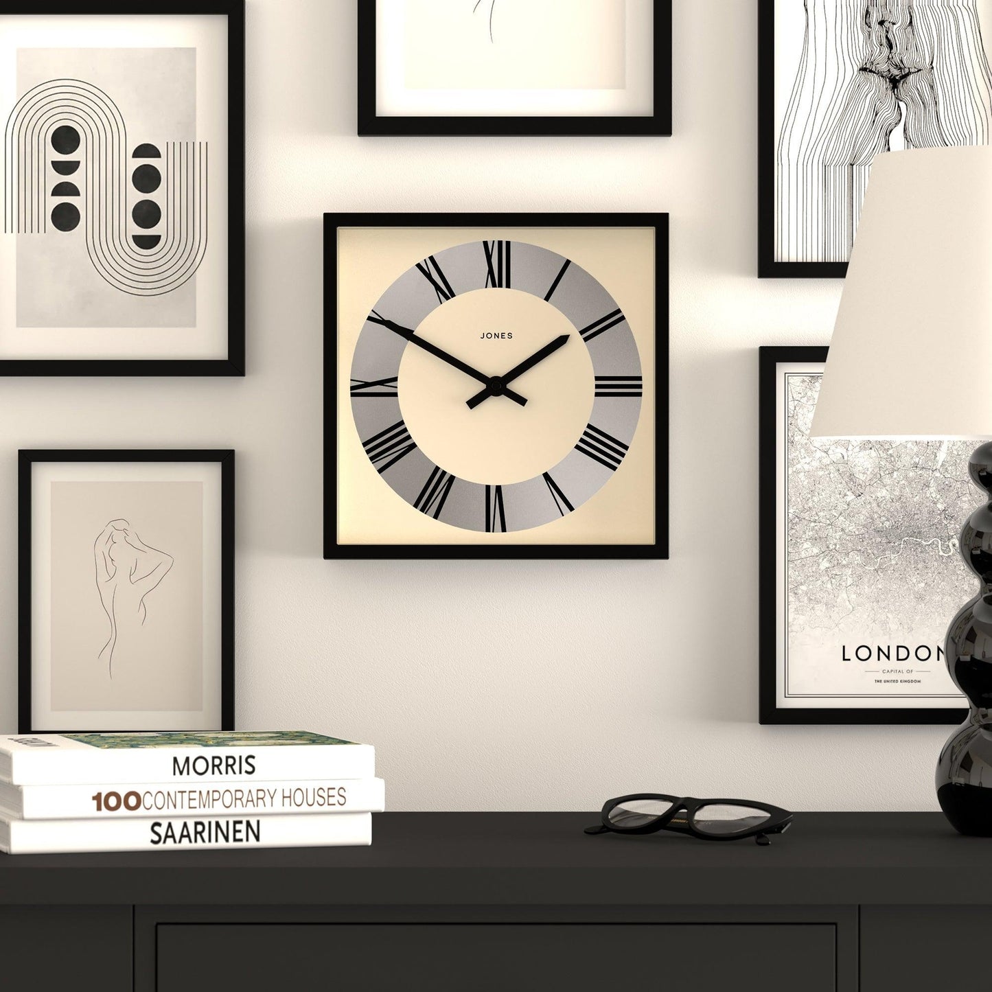 Newgate Jones Box Wall Clock Matte Black-Newgate-Mood