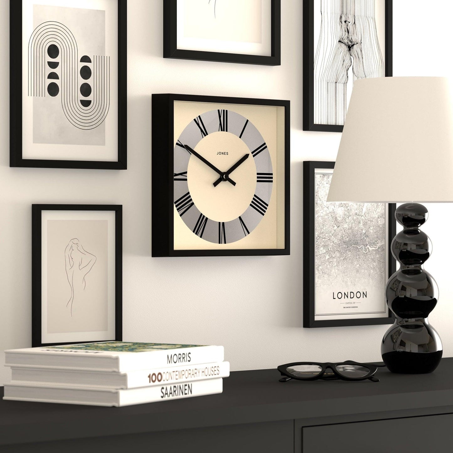 Newgate Jones Box Wall Clock Matte Black-Newgate-Mood