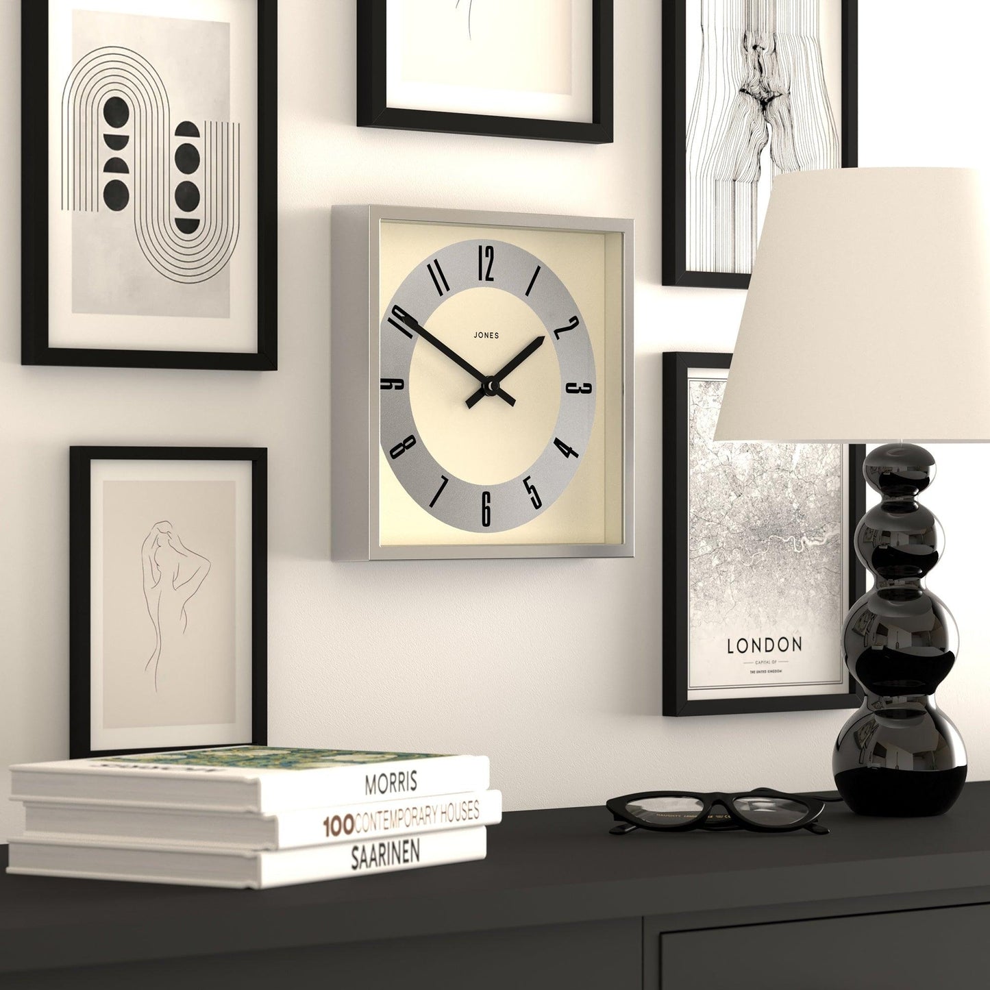 Newgate Jones Box Wall Clock Silver-Newgate-Mood