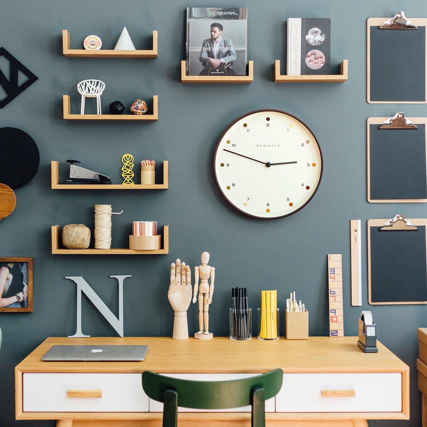Newgate Mr Clarke Clock Dark Wood Dot Dial 40-Newgate-Mood