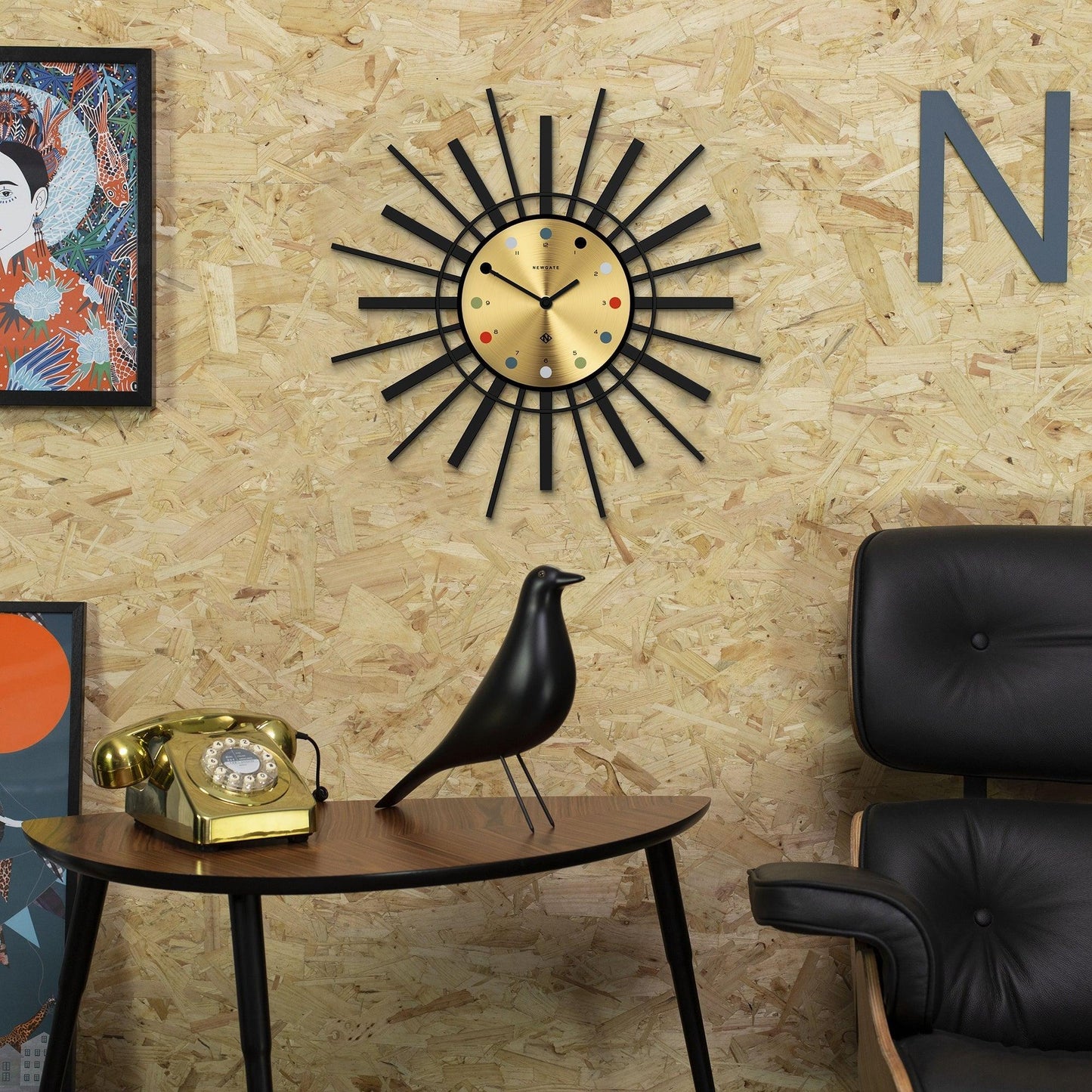 Newgate Stingray Wall Clock Black - Gold Dial*-Newgate-Mood