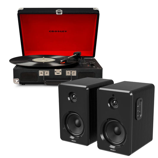 Crosley Cruiser Bluetooth Portable Turntable - Black + Bundled Majority D40 Bluetooth Speakers-Crosley-Mood