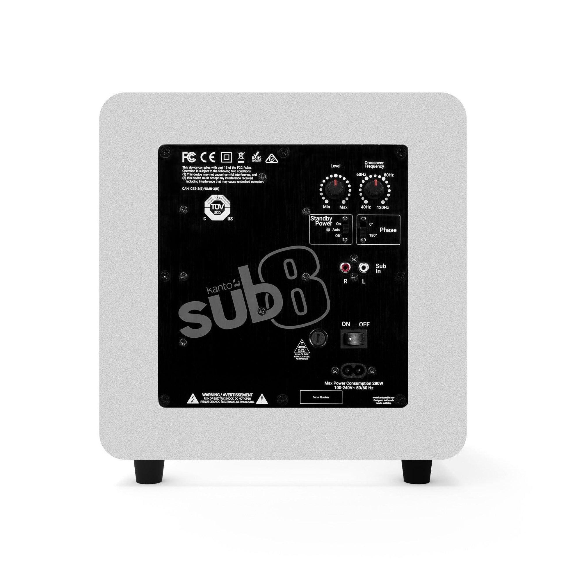 Kanto SUB8 300W 8" Sealed Powered Subwoofer, Matte White-Kanto-Mood