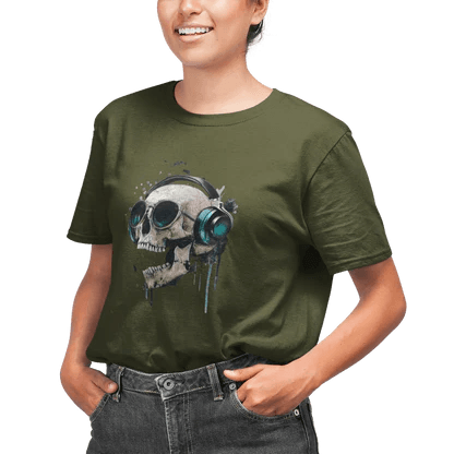 Mood / Skull with headphones - Unisex (T-Shirt)-Mood-Mood