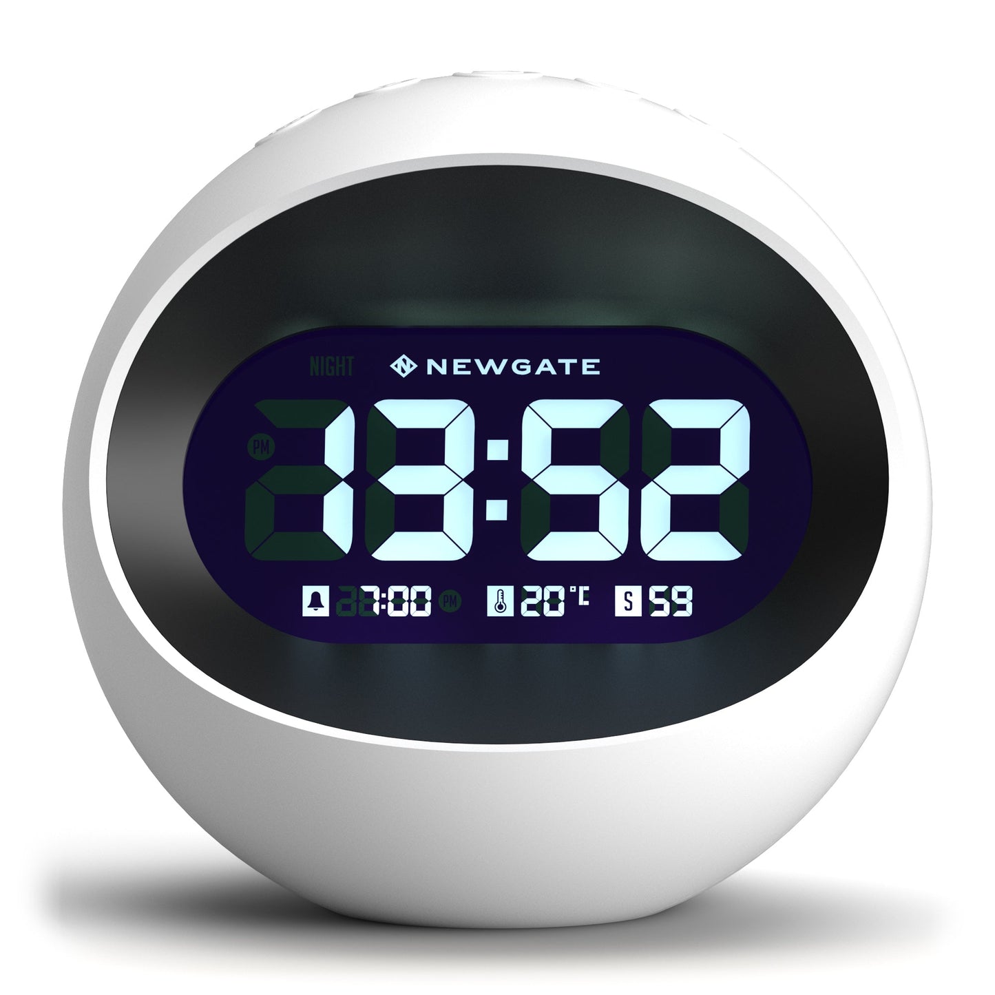 Newgate Centre Of The Earth Lcd Alarm Clock White-Newgate-Mood