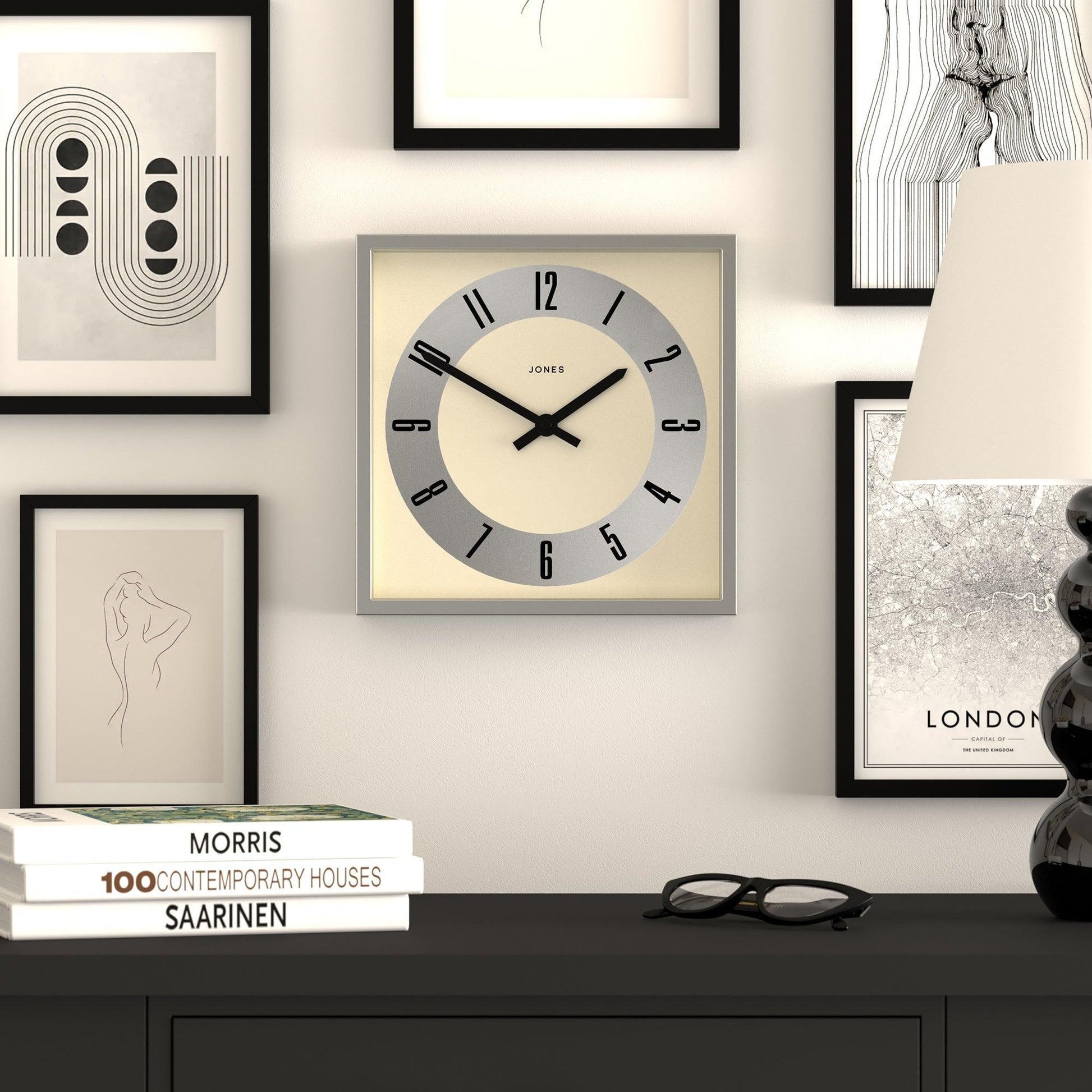 Newgate Jones Box Wall Clock Silver-Newgate-Mood