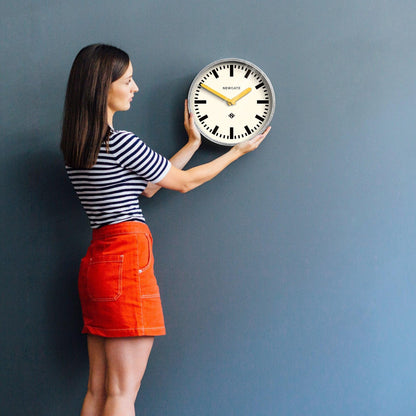 Newgate Luggage Wall Clock Galvanised Yellow Hands-Newgate-Mood