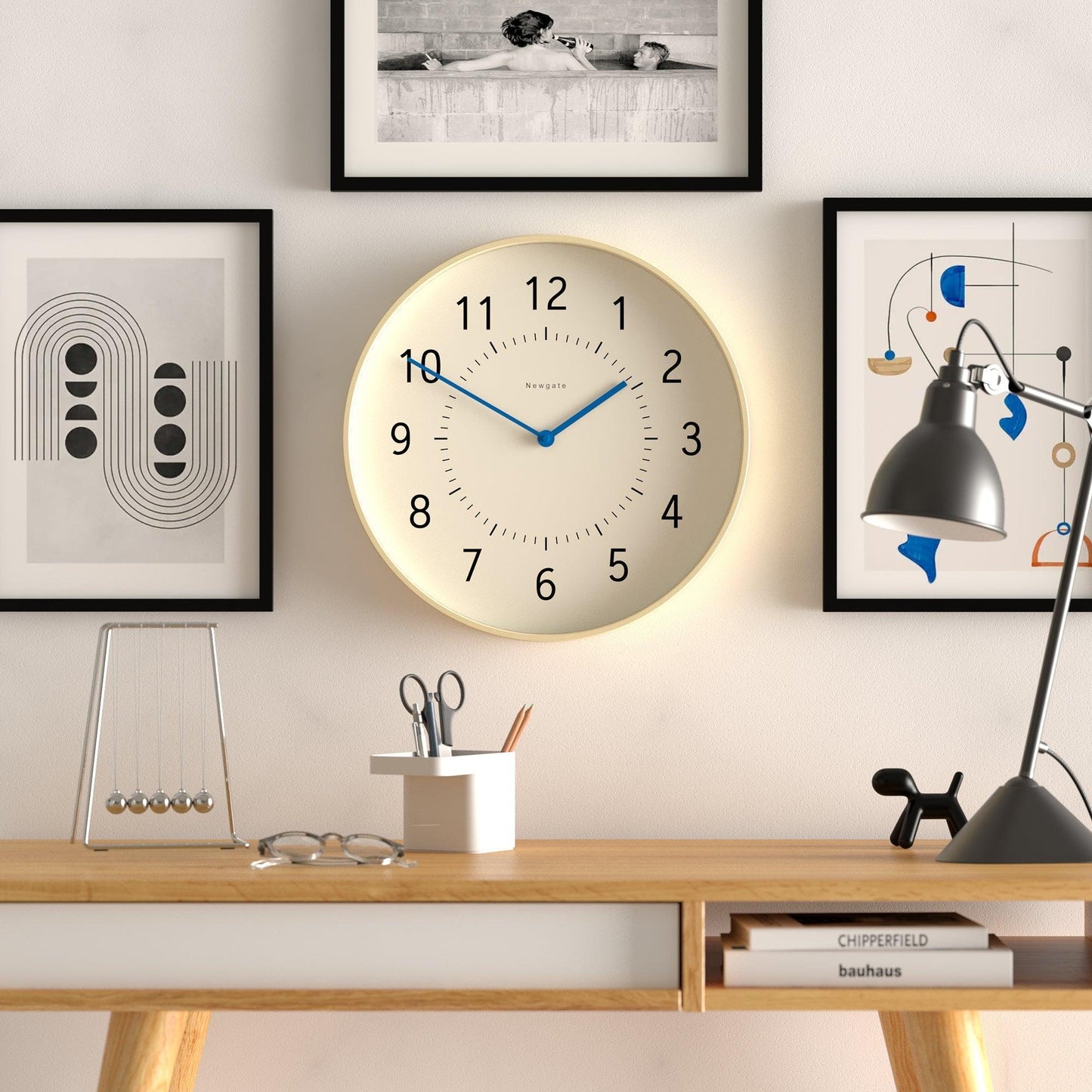Newgate Monopoly Plywood Wall Clock With Blue Hands-Newgate-Mood