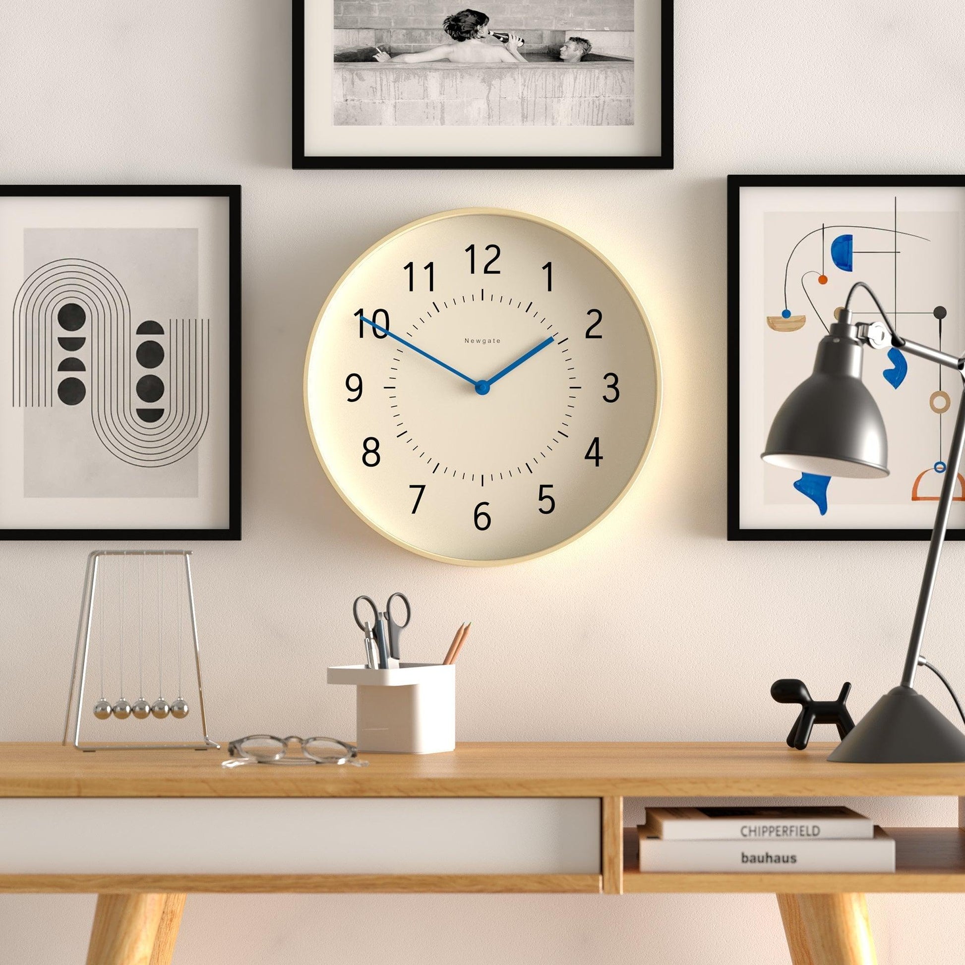 Newgate Monopoly Plywood Wall Clock With Blue Hands-Newgate-Mood