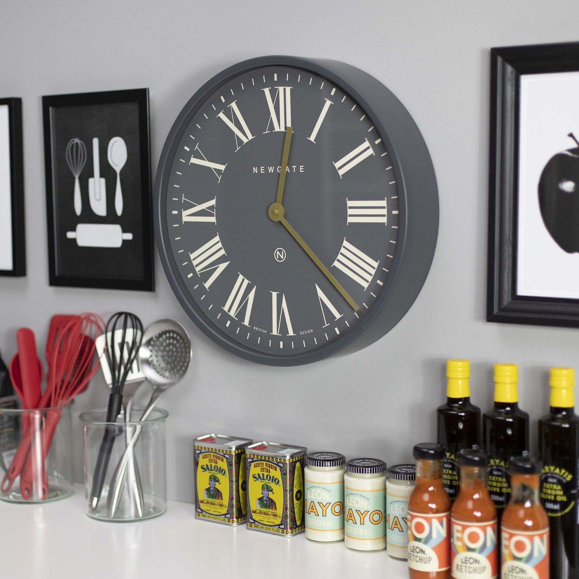 Newgate Mr Butler Wall Clock Moonstone Grey Reverse Dial-Newgate-Mood