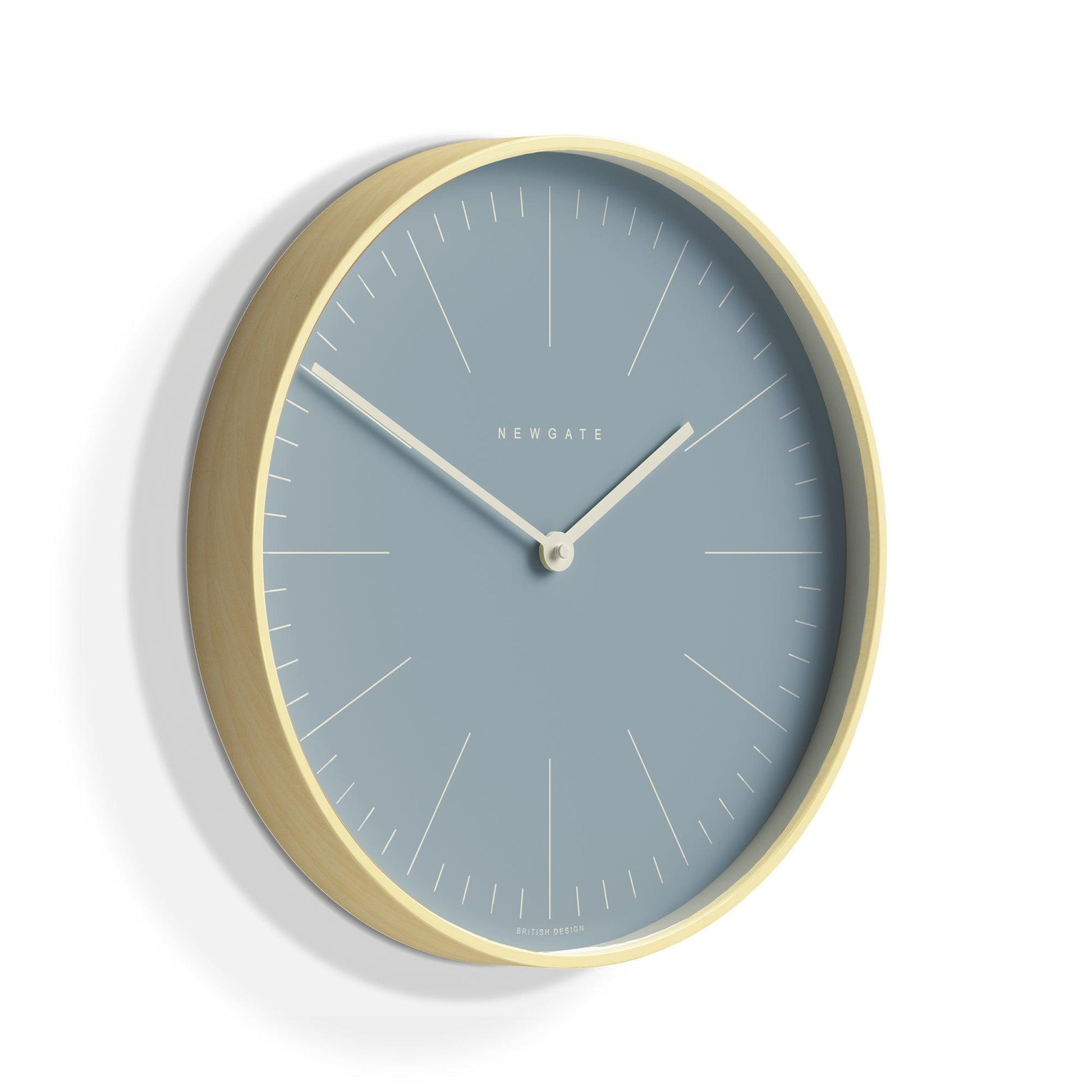 Newgate Mr Clarke Clock Pale Wood Pill Blue Dial 128-Newgate-Mood