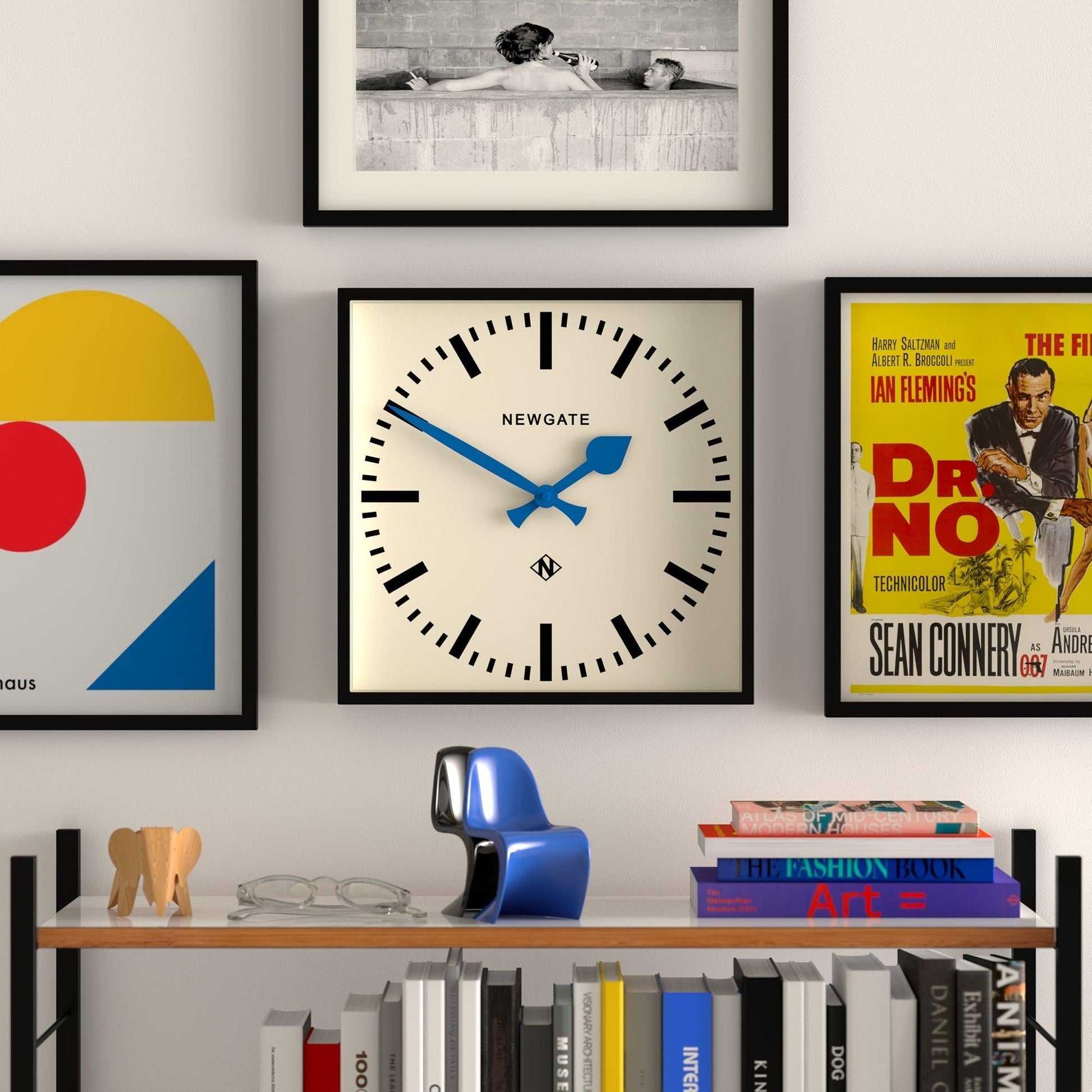 Newgate Number Five Wall Clock Black Blue Hands-Newgate-Mood