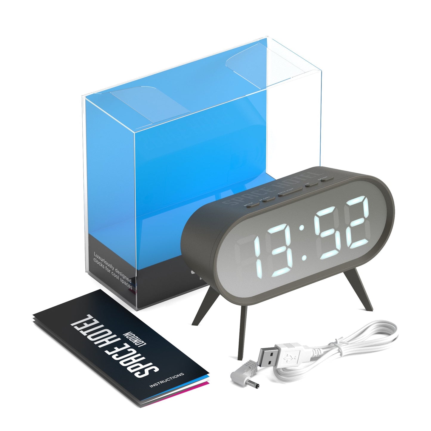 Newgate Space Hotel Cyborg Led Alarm Clock Grey-Newgate-Mood