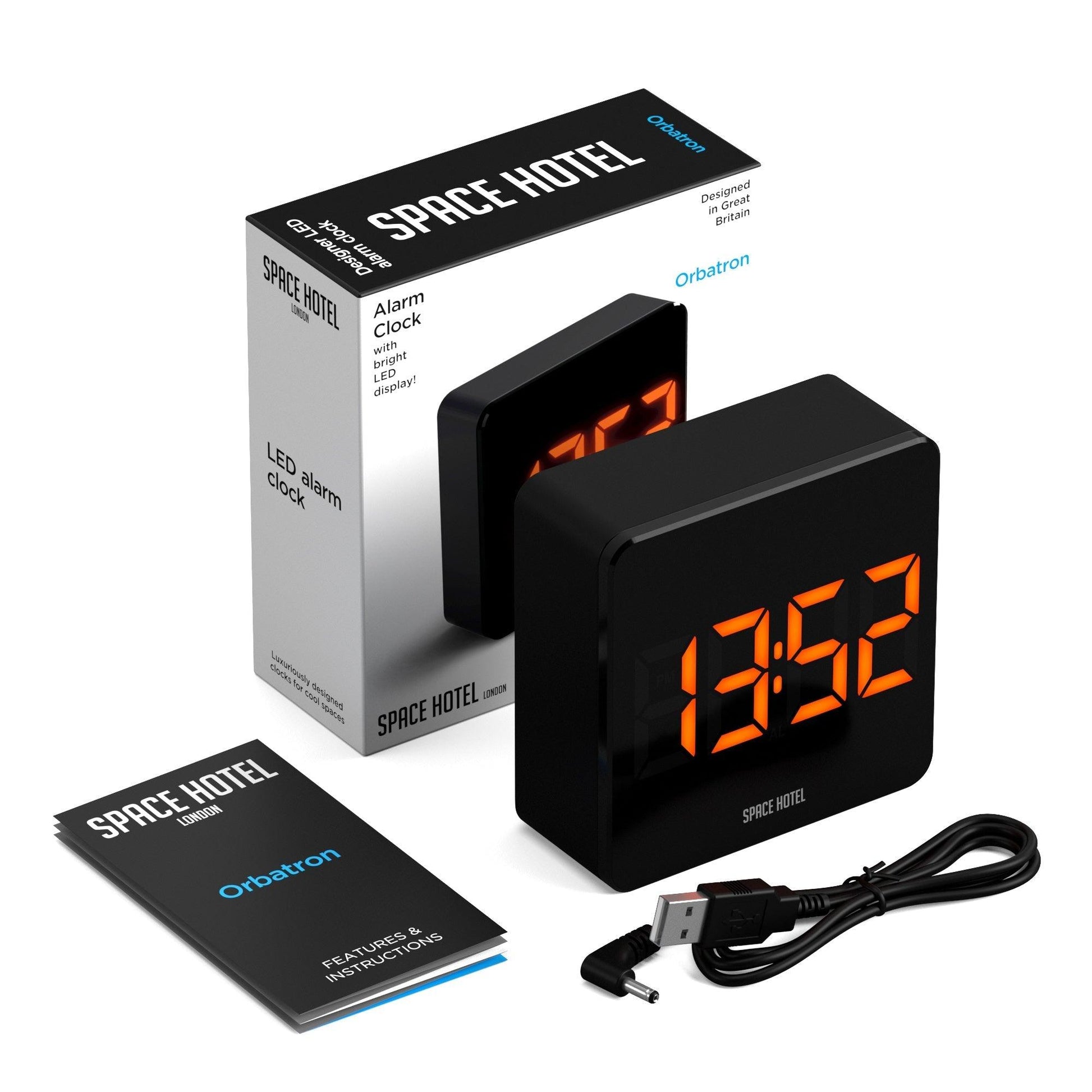 Newgate Space Hotel Orbatron Alarm Clock Black Case - Black Lens - Orange Led*-Newgate-Mood