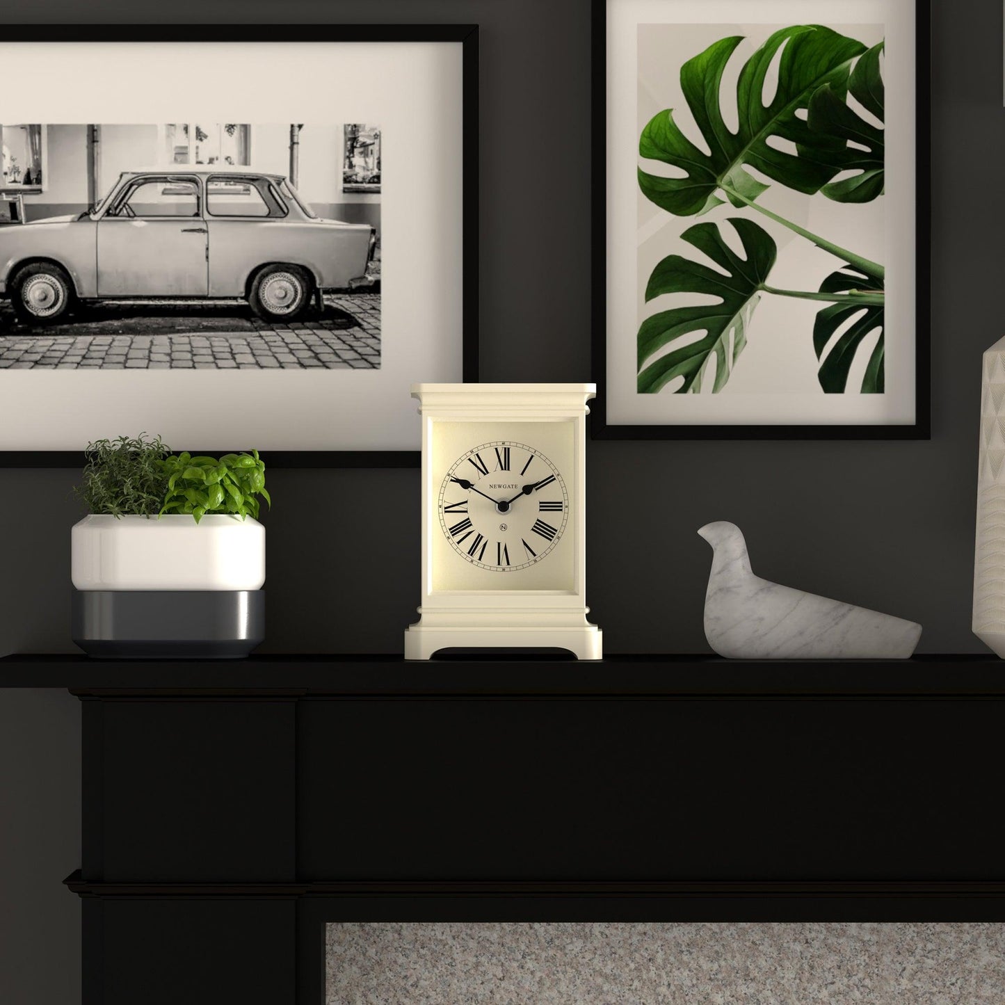 Newgate Time Lord Mantel Clock Matte Linen White-Newgate-Mood