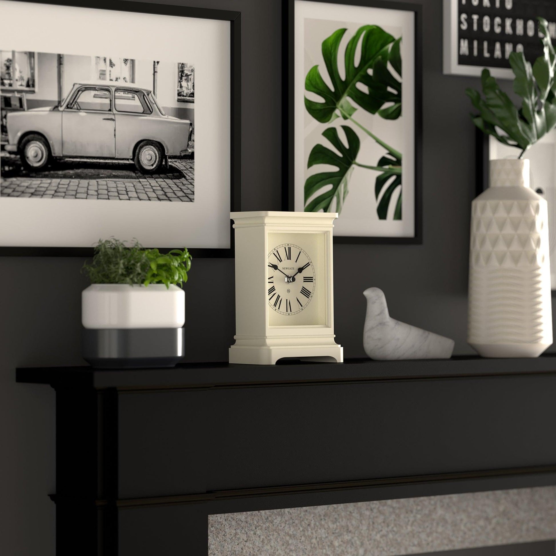 Newgate Time Lord Mantel Clock Matte Linen White-Newgate-Mood