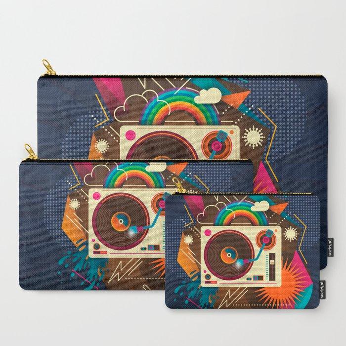 Retro Rainbow Turntable Carry-All Pouches-Society6-Mood